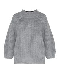 Pixie Market - Gray Grey Puffy Sleeve Sweater - Lyst