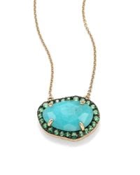 Phillips House | Blue Lenox Amazonite Tsavorite 14k Yellow Gold Petite Signature Necklace | Lyst