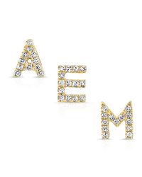 Anne Sisteron - Metallic 14kt Yellow Gold Diamond Alphabet Initial Stud Earring - Lyst