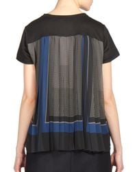 Sacai | Black Georgette-back T-shirt | Lyst