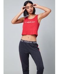 Bebe Cotton Crop Pajama Set In Red Lyst