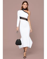 Bebe Synthetic Camilla Bandage Dress In White Black White Lyst