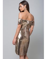 bebe gold sequin dress