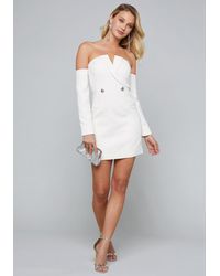 white off the shoulder blazer dress