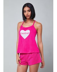 Bebe Cotton Love Pajama Set In Fuchsia Pink Lyst