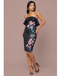 Bebe Synthetic Jane Ruffled Scuba Dress In Blue Lyst