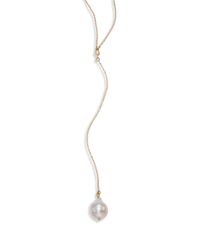 Mizuki | Metallic Sea Of Beauty 12Mm White Baroque Freshwater Pearl, Diamond & 14K Yellow Gold Lariat Necklace | Lyst