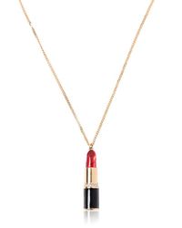 Saint Laurent | Metallic Lipstick Enameled Brass Necklace | Lyst
