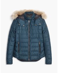 Belstaff Avedon Down Jacket With Fur in Slate Teal (Blue) - Lyst