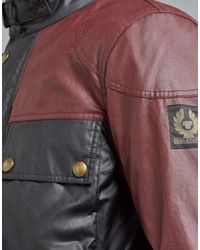 Belstaff Cotton Sheene Motorcycle Jacket in Black Red (Black) for Men - Lyst