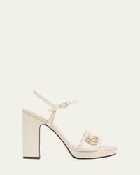 Gucci Janaya Leather GG Stud Platform Sandals in White | Lyst
