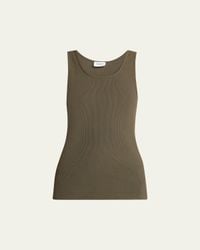 Saint Laurent Ysl Embroidered Tank Top in Natural | Lyst