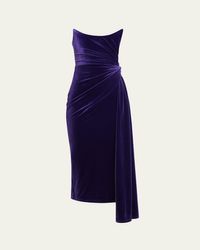 Alex Perry Mila Velvet Midi Dress in Black Lyst