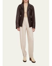 Vince Safari Leather Jacket in Brown | Lyst