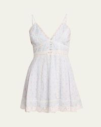 LoveShackFancy Bensley Lace-trimmed Cotton Mini Dress in White | Lyst LoveShackFancy Bensley Lace-trimmed Cotton Mini Dress in White | Lyst