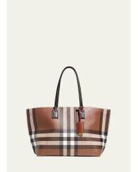 Burberry Icon Stripe E-canvas Portrait Tote Bag in Natural