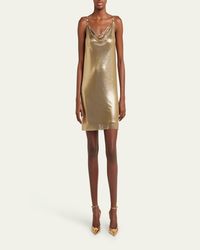 Versace Metallic Mesh Mini Slip Dress in Gray | Lyst Versace Metallic Mesh Mini Slip Dress in Gray | Lyst
