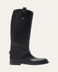 Burberry Equestrian Detail Leather Riding Boots in Black | Lyst
