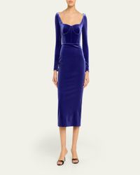 blue one shoulder midi dress Ava Presley 29271 One Shoulder Midi Dress with Bow