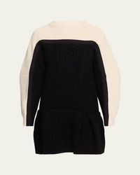 ■sacai■サカイ■Mixed Media Colorblock Wool Sweater Dress■ Sacai Mixed Media Colorblock Long Sleeve Wool Sweater Dress