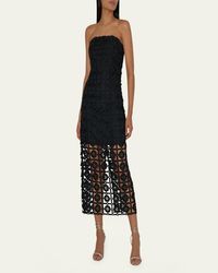 MILLY Kait Fleur Paillette Midi Dress in White | Lyst