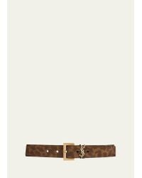 Yves Saint Laurent YSL Woman's Brown Calf Hair Animal Print Wide Waist BELT  Beige Leather ref.1034672 - Joli Closet