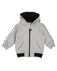 Givenchy Gray Zip-up Hooded Jacket W/ Logo Tape Sleeves