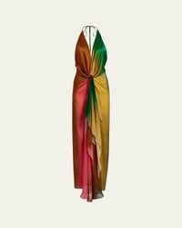silvia tcherassi rowan gathered satin maxi dress Silvia Tcherassi - Rowan Silk Maxi Halter Dress - Pink - L