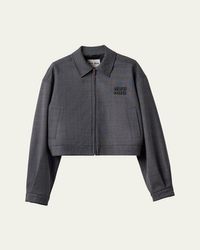 Miu Miu Zip Up Jacket in Gray | Lyst
