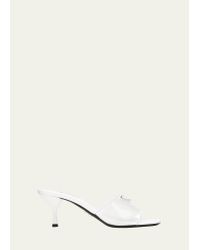 Prada Plexi Patent Kitten-heel Mule Sandals - White