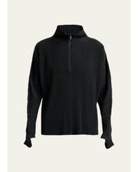 Homme Plissé Issey Miyake Quarter Zip in Black for Men | Lyst