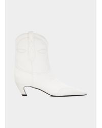 Khaite Dallas Calfskin Western Ankle Boots - White