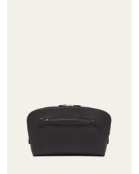 Ellie Leather Clutch in Black - The Row