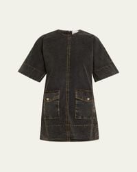 ganni kress soft denim dress Black Denim dress | GANNI