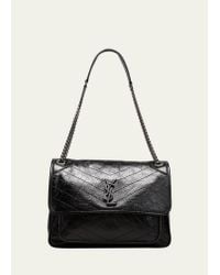 Saint Laurent Crinkled Calfskin Niki Large Shoulder Bag (SHF-14097) – LuxeDH