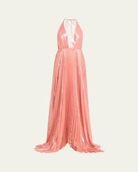 Alice + Olivia Chara Sleeveless Pleated Maxi Dress in Blue | Lyst