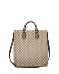 Gucci Men&#39;s Bee-embroidered Gg Supreme Canvas Tote Bag in Brown - Lyst