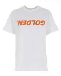 Golden Goose Deluxe Brand - White T-shirt C/scritta Arancio for Men - Lyst