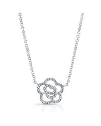 Anne Sisteron | 14kt White Gold Diamond Floral Necklace | Lyst