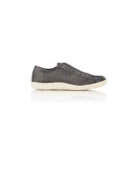 John Varvatos Gray Canvas & Leather Laceless Sneakers for men