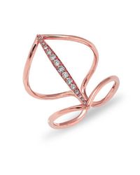 Anne Sisteron - Pink 14kt Rose Gold Petal Diamond H Ring - Lyst