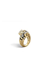 John Hardy | Blue Macan Double Head Bypass Ring With Diamonds | Lyst