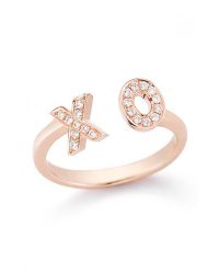 Dana Rebecca | Pink Xo Initial Ring In Rose Gold | Lyst