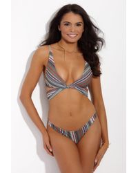 S.I.E SWIM Multicolor Kyle Twist Wrap Bikini Top - Stripe Print
