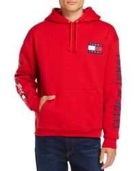 Tommy Hilfiger Denim Tommy Jeans 90's Logo Hooded Sweatshirt in Red for Men  - Lyst