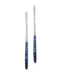 KC Designs 14k White Gold Diamond & Blue Sapphire Ombre Drop Earrings