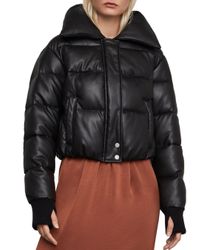 bcbg leather puffer jacket