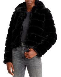 blank denim cropped faux fur jacket