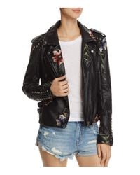 As You Wish BLANKNYC X-Small Womens Black Vegan Leather Floral Embroidered Jacket 