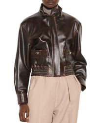sandro cropped leather jacket